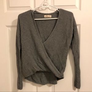 Grey wrap sweater